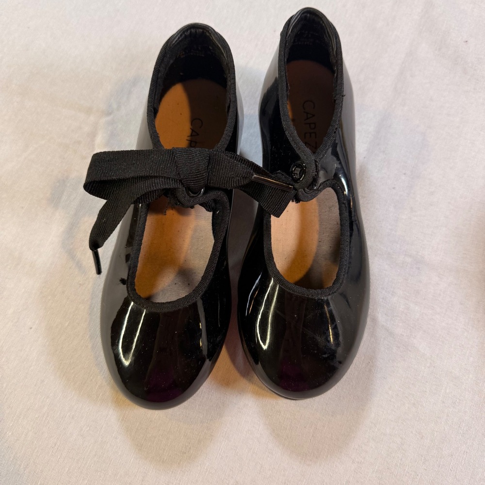 Capezio Tap Shoes Kids 11.5W Black Patent Mary Jane Tele Tone Taps Dance Recital